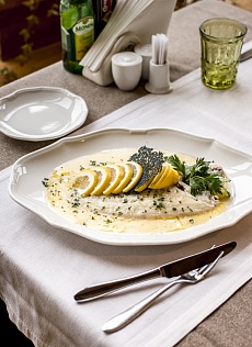 Морской язык в лимонно-сливочном соусе